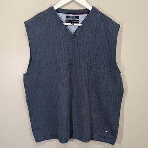 Tommy Hilfiger Sweater Vest Mens Blue Office Academia Casual Classic - Size XL